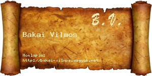 Bakai Vilmos névjegykártya